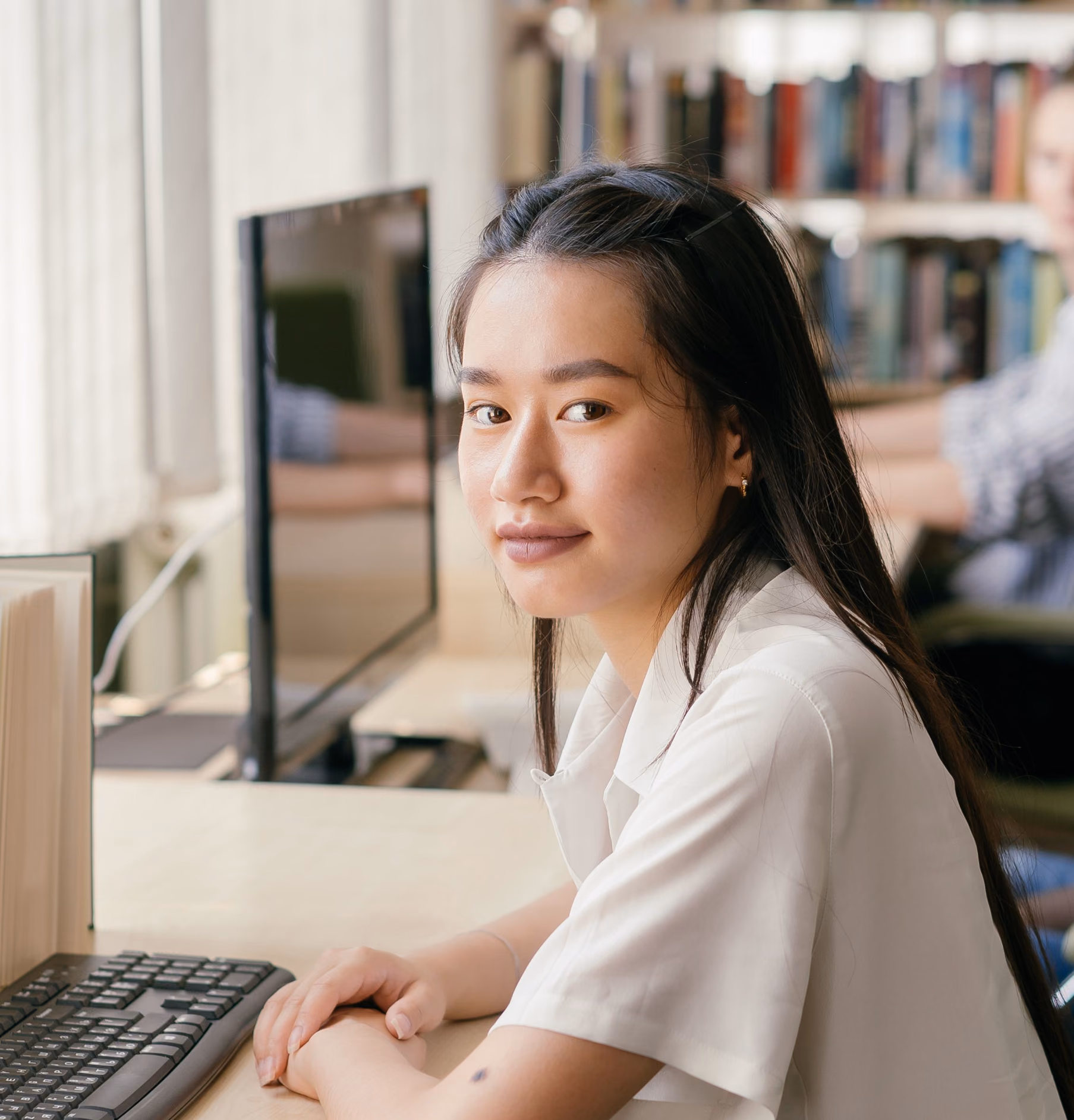 Student working at a computer